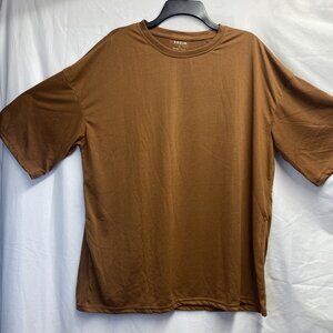 Shein Relaxed Fit Short Sleeve T-Shirt Men Large Brown Round Neck Summer Fit